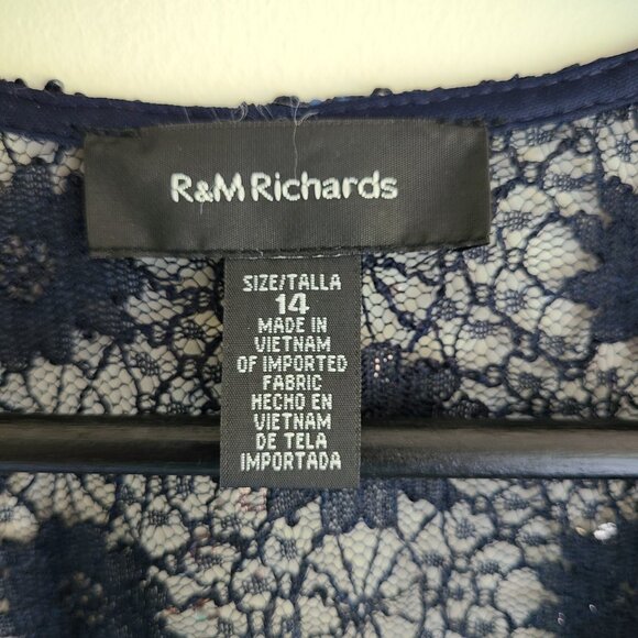 Lace Sequin Open Front Top 14 Dark Blue Floral Cardigan Topper Witchcore Evening - Picture 8 of 10